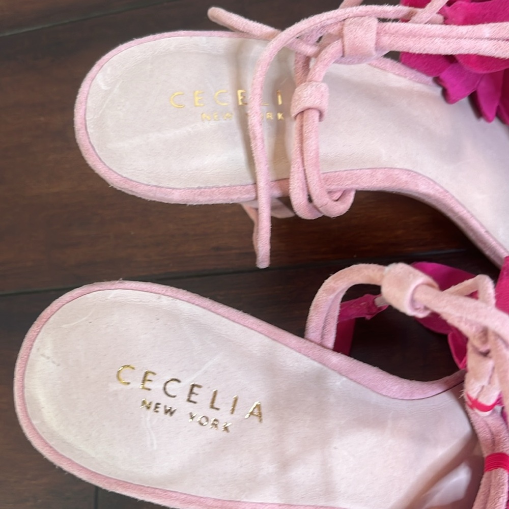 CECELIA NEW YORK Pink and Magenta Floral Ankle-Tie High Heel Sandals - Picture 5 of 13